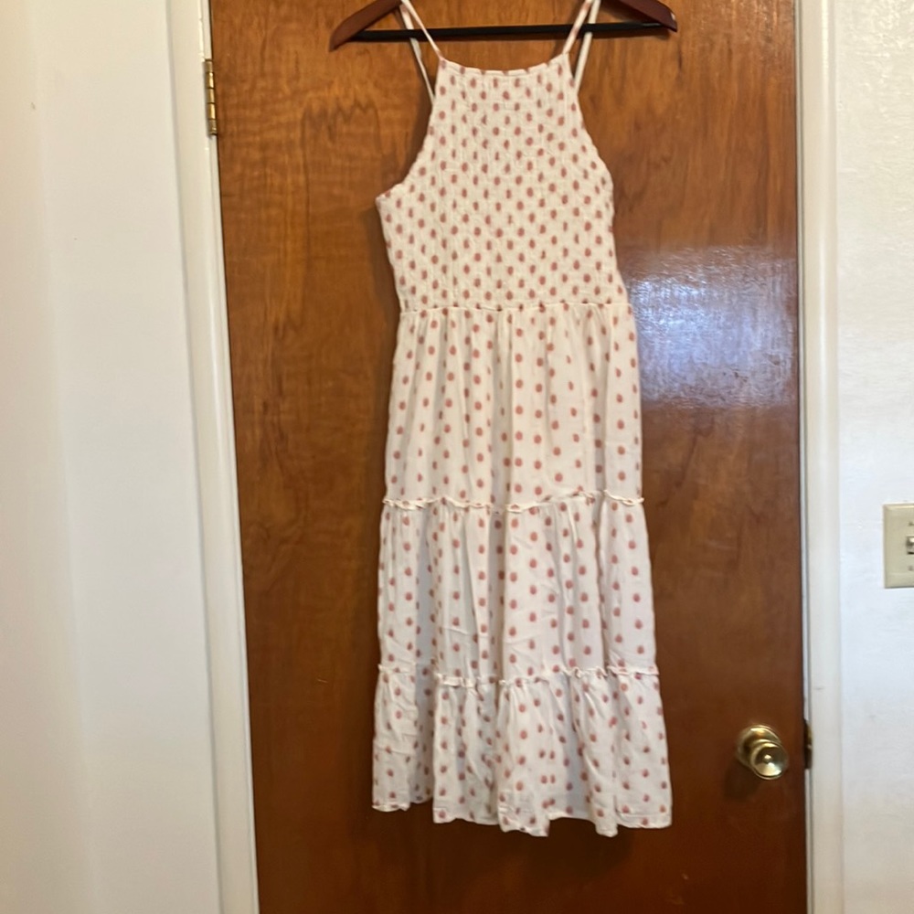 Pink and white polka dot dress